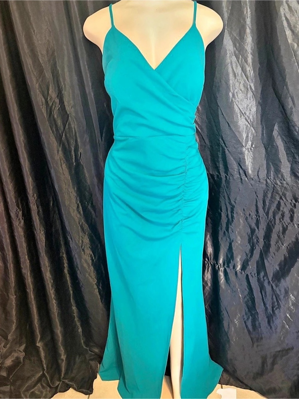 Emerald Sunday Ruched Maxi Dress in Blue Size XXL Like New
